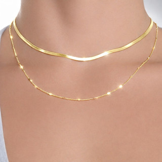 Mix Kit 02 Colares Chocker Fita Laminada  + Colar Detalhes  Banhado a Ouro 18k