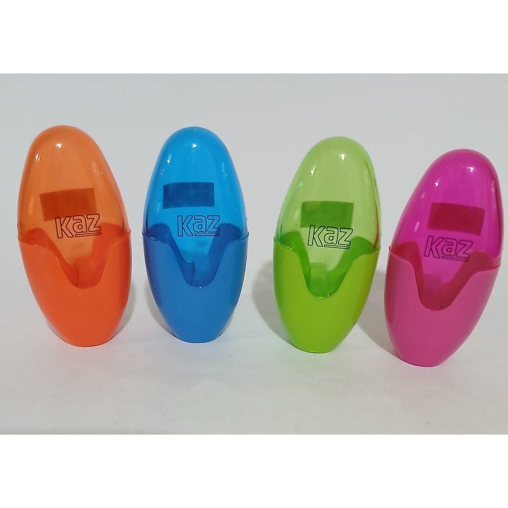 Apontador Oval Kaz com Coletor Escolar 1UN Cores Aleatórias Rosa Verde Azul Laranja