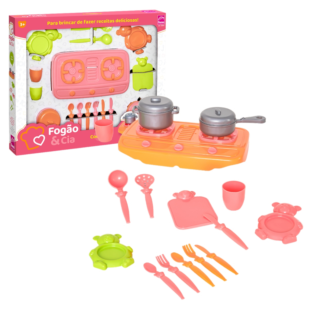 Conjunto De Panelinhas Com Fogão 15 Peças Brinquedo Infantil Acessórios De Cozinha Para Crianças Brincarem - Roma