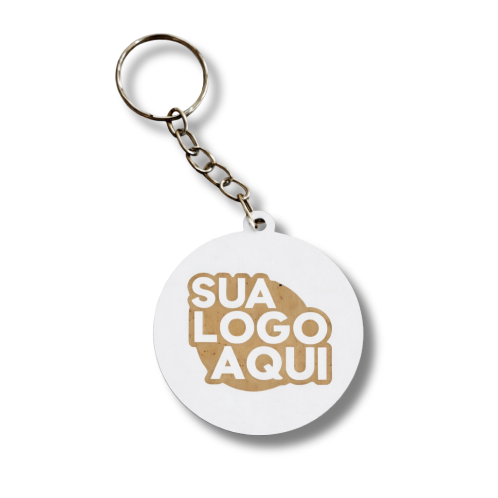 Kit Chaveiro Redondo Personalizado MDF 3mm Branco com Sua Logo Para Festa Lembrancinha