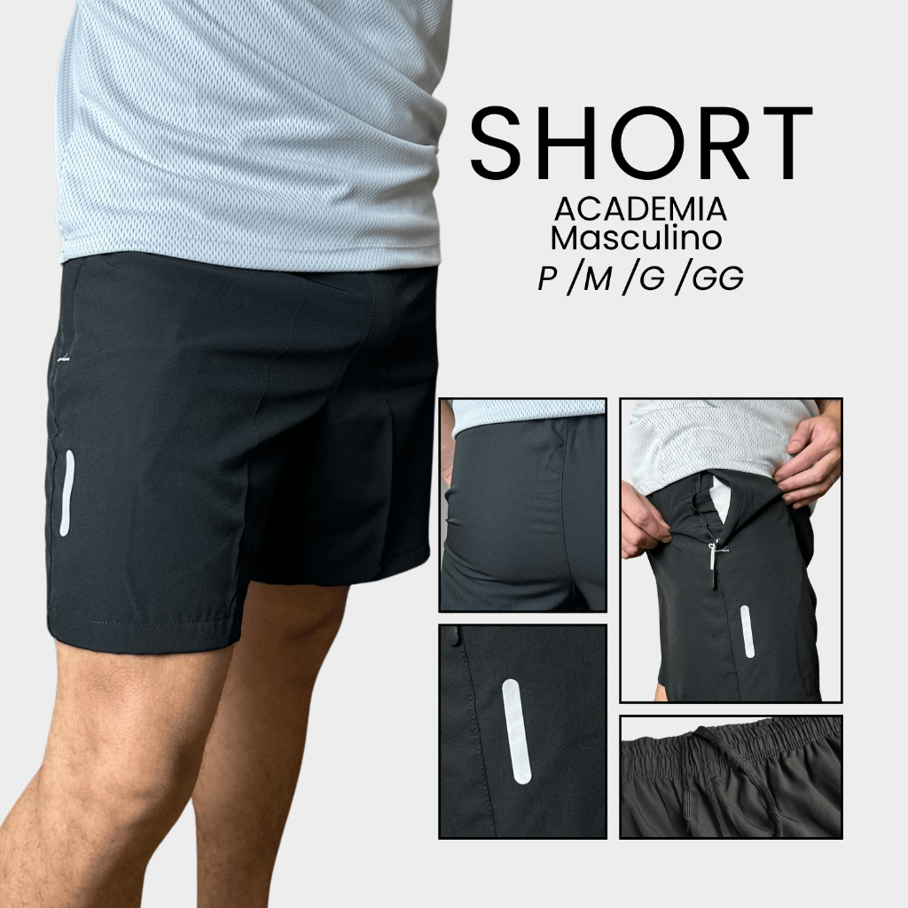 Short Masculino Com Bolso Leve Elastano Mauricinho Verão Bermuda Academia Masculina Lycra Treino