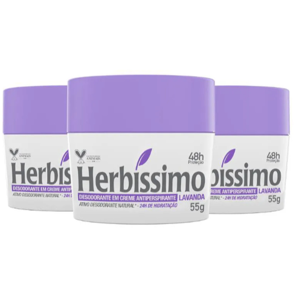 Desodorante Creme Herbíssimo Lavanda 55h Kit com 3, 6 e 12un em Oferta na Shopee