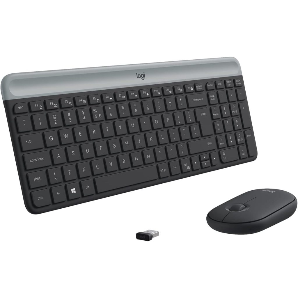 Imagem Combo Teclado e Mouse sem fio Logitech MK470 com Design Slim Preto Silencioso Usb Sem Fio ABNT2