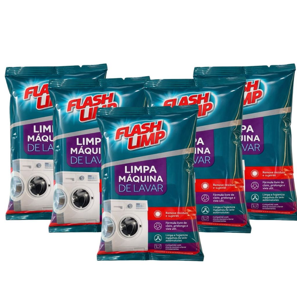 Kit 5 Limpa Maquina de Lavar e Tanquinho 80g Cada Flash Limp Maquina de Lavar Limpa Sem Residuos