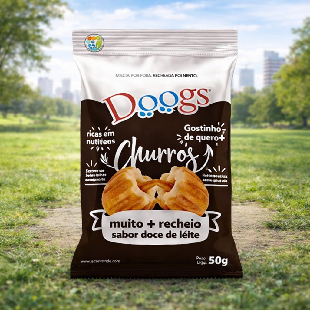 Petisco Churros 50g para Cães Snack Delicioso para Adestramento e Recompensa Cachorro Pet