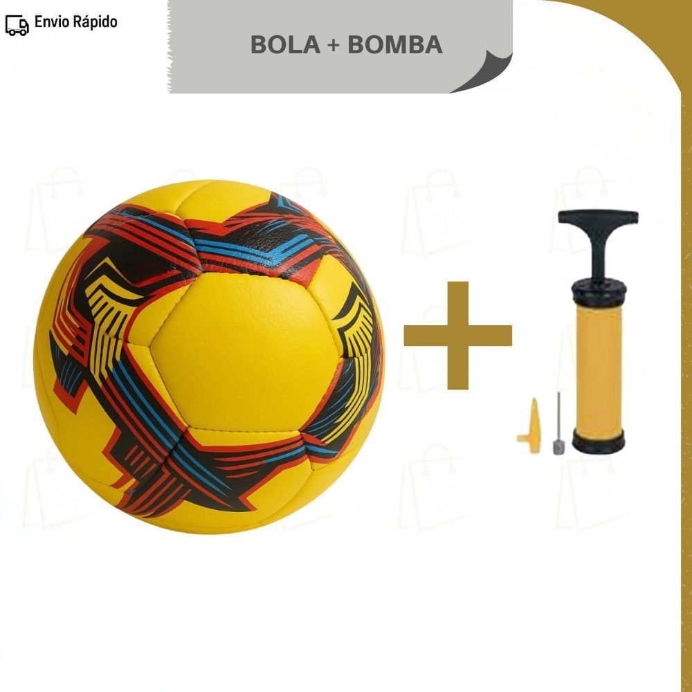 Kit Bola de Futebol de Campo Número 5 Tamanho Oficial + Bomba Manual Portátil, Resistente, Sortidas