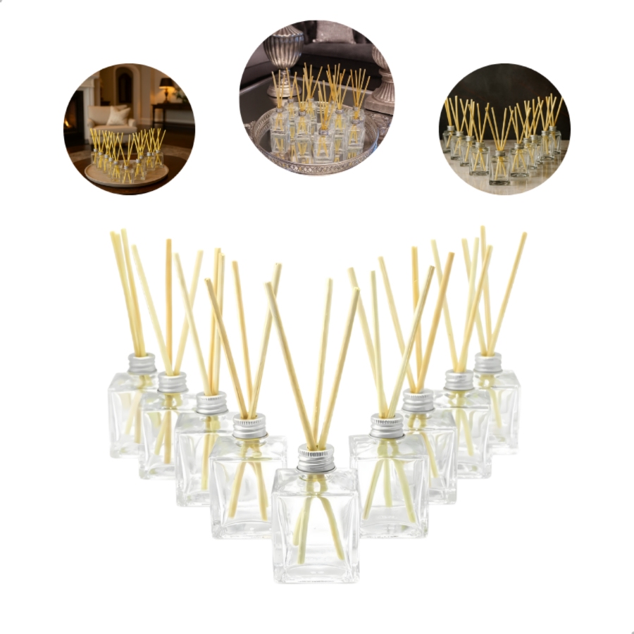 Kit 30 Vidro Aromatizador Cubo Prata 30ml Varetas