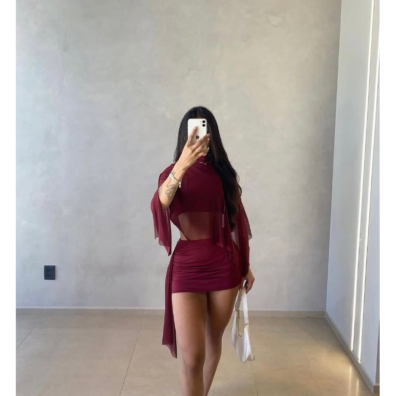 Tendencia top e saia estetico em Oferta na Shopee