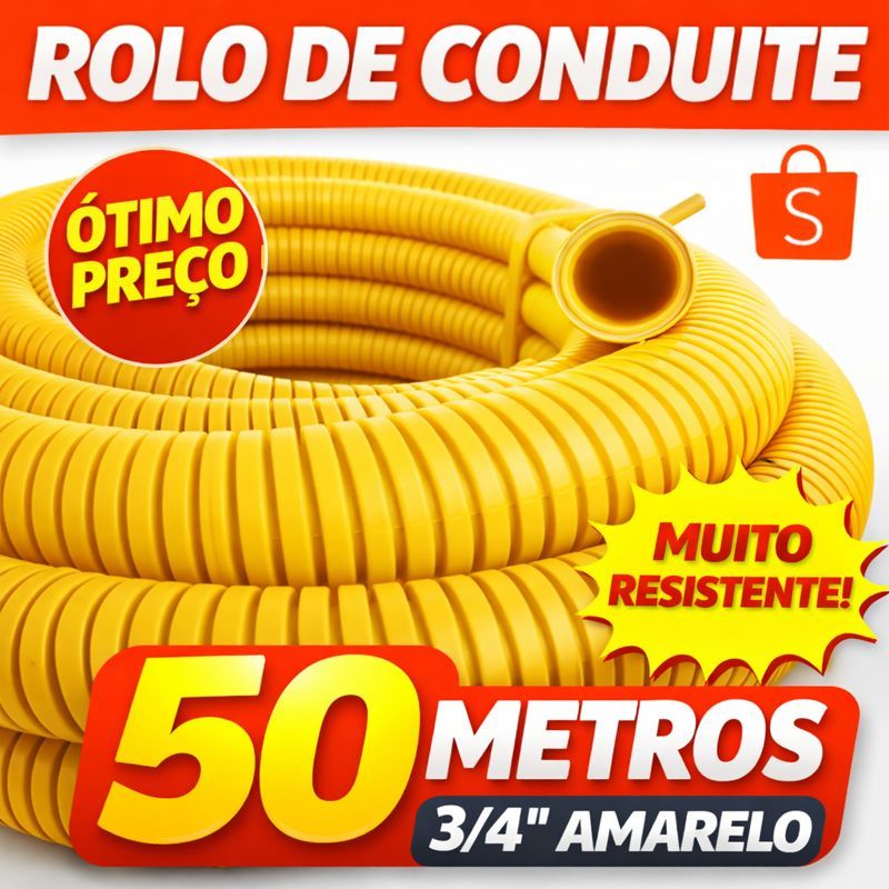 Conduite Corrugado Amarelo 3/4 50 Metros PEAD Alta Qualidade Top