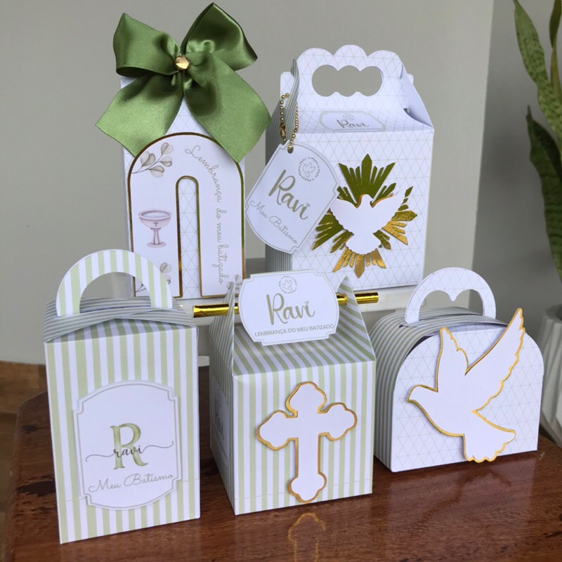 PEGUE  E MONTE Kit de Personalizados – Batizado Verde | Lembrancinhas prontas para Festas e Aniversários