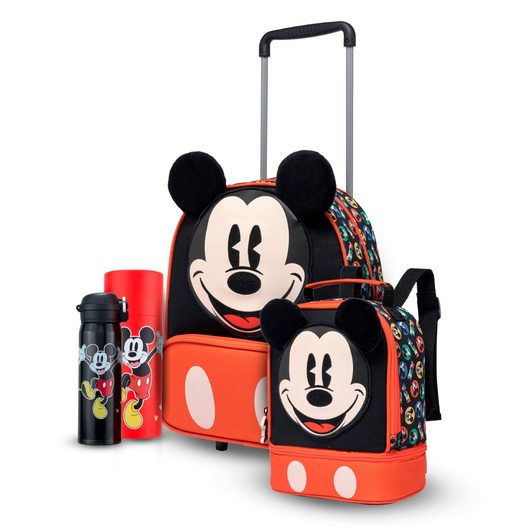 Kit Mochila Disney Rodinha Lancheira Garrafa Mickey Escolar em Oferta na Shopee