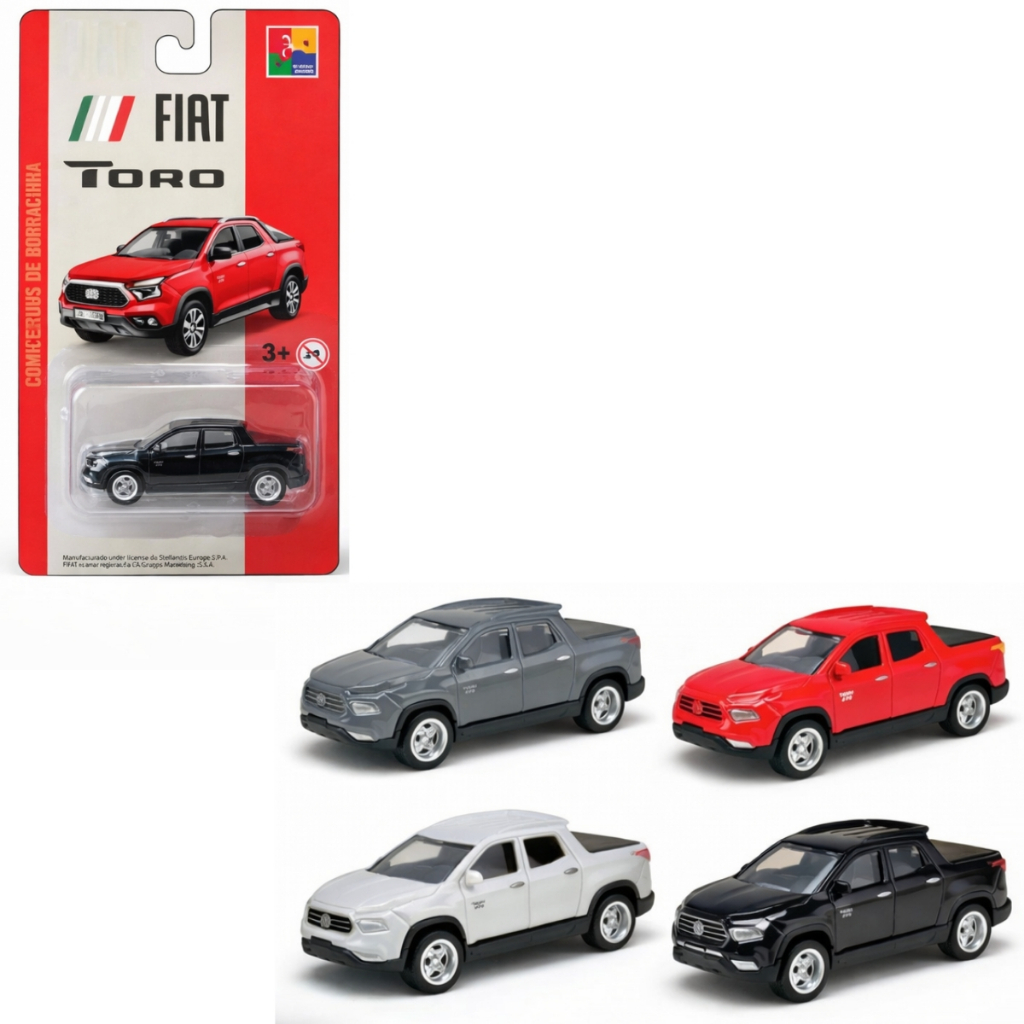 Carro Miniatura Fiat Toro Metal Pneu De Borracha 1:64