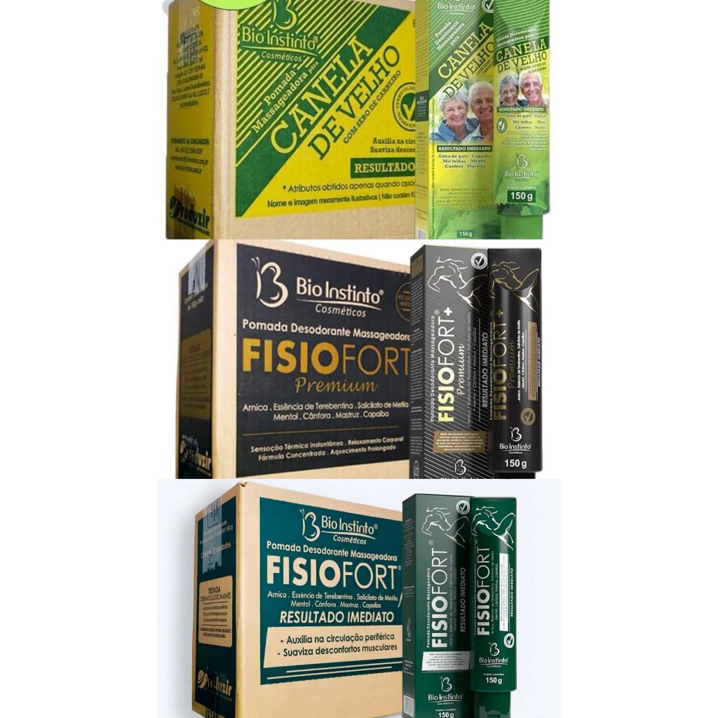Pomadas Massageadora 36 Unidades Fisiofort Canela de Velho Fisiofort Premium 150g Bio Instinto