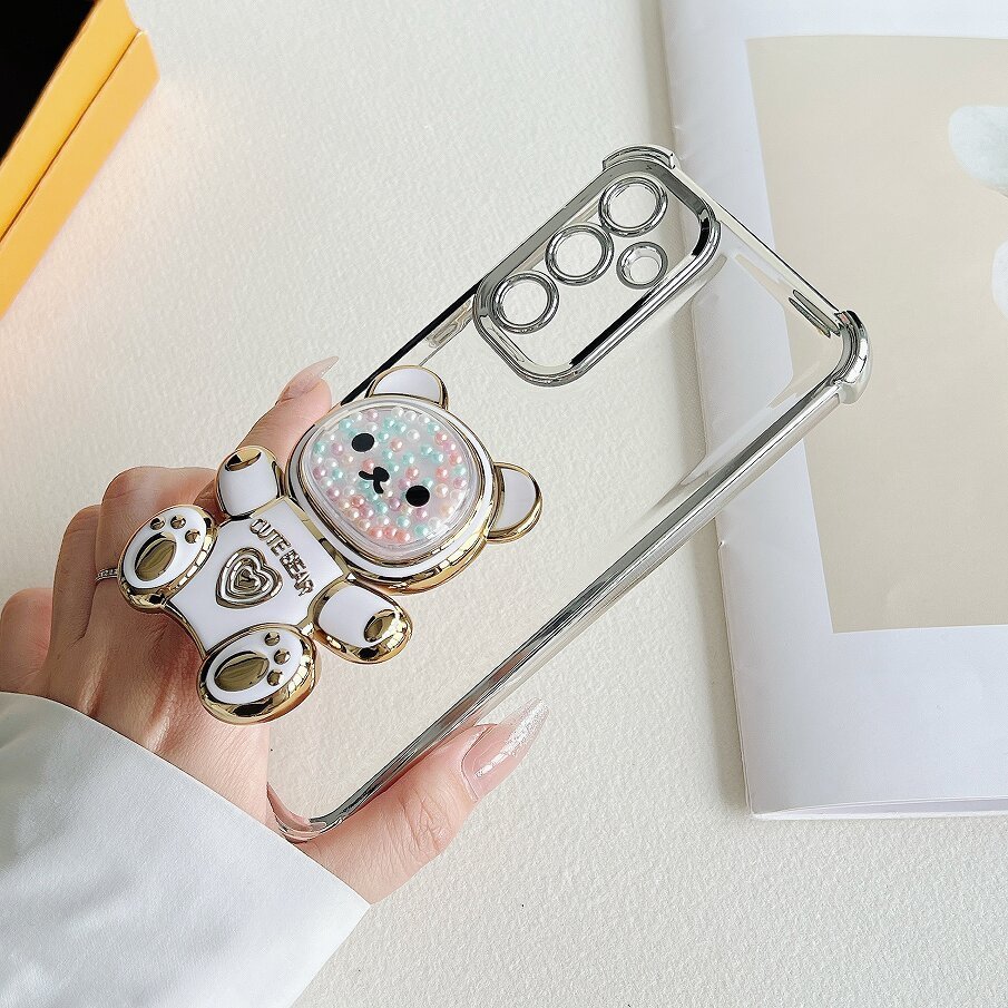 Capinha Samsung Galaxy A07/A17/A06/A16/A26/A36/A56/M56/M36/M16 Transparente Colorida Suporte Urso em Oferta na Shopee