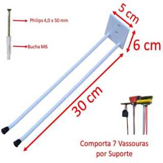 suporte de parede porta vassoura e rodo de parede organizador gancho incluso parafusos e buchas fácil instalação. em Oferta na Shopee