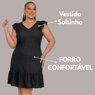 Vestido Plus Size Feminino Midi em Laise GG ao G3 Tecido Premium em Oferta na Shopee