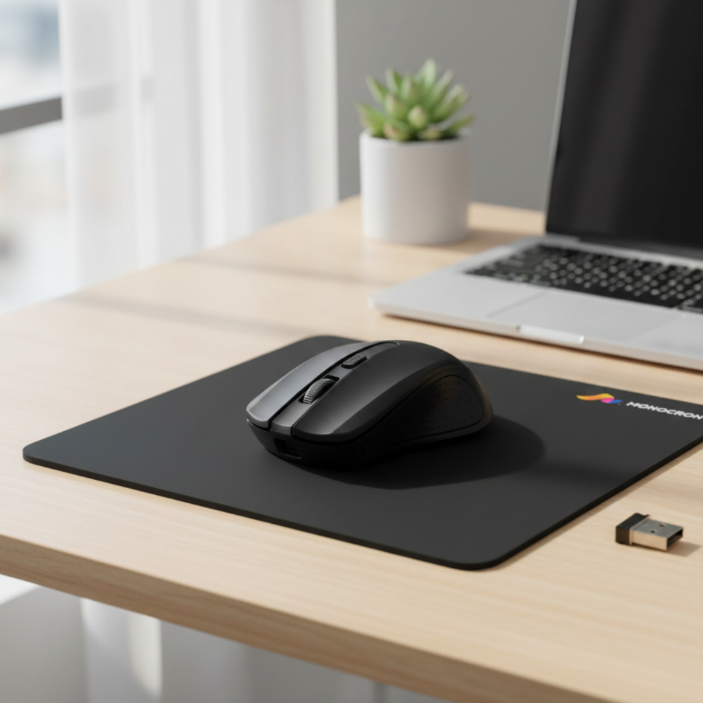 Kit com mouse preto e mouse pad preto para trabalhar Mouse Sem Fio wirelles 4 botões via usb 10 metros novo + NF