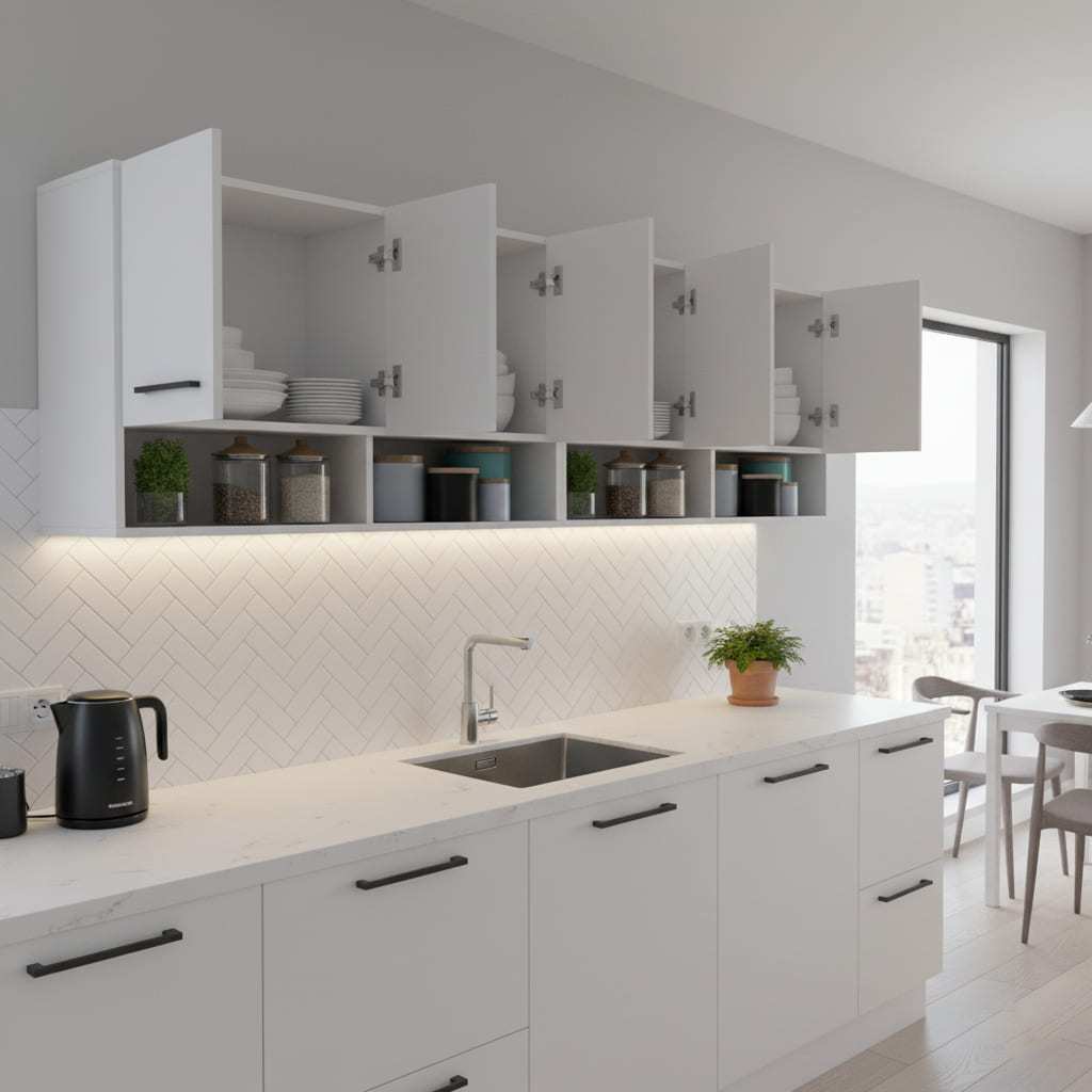 Conjunto 2 Armários Aereo 3 Portas Com Nicho Cozinha Modular Multiuso Compacto em Oferta na Shopee