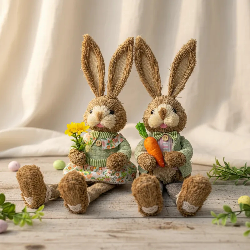 Casal de Coelhos pernas moles decoração de pascoa 45 cm em Oferta na Shopee