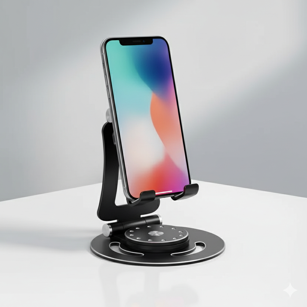 Suporte para Celular de Mesa Ajustável e Giratório 360 Graus Dobrável Universal