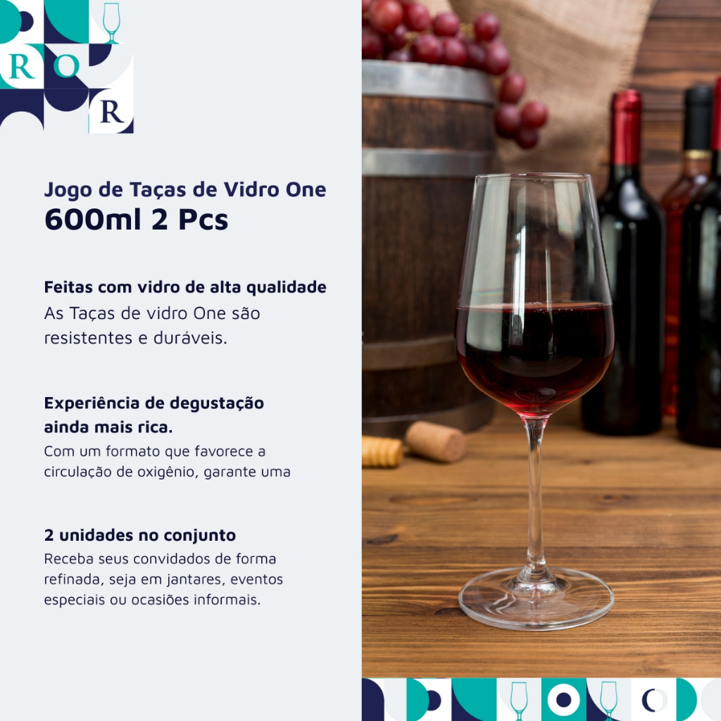 Taças para Vinho Jogo De Taça One 2 Peças Para Vinho Tinto 600ml Ruvolo · foto 2