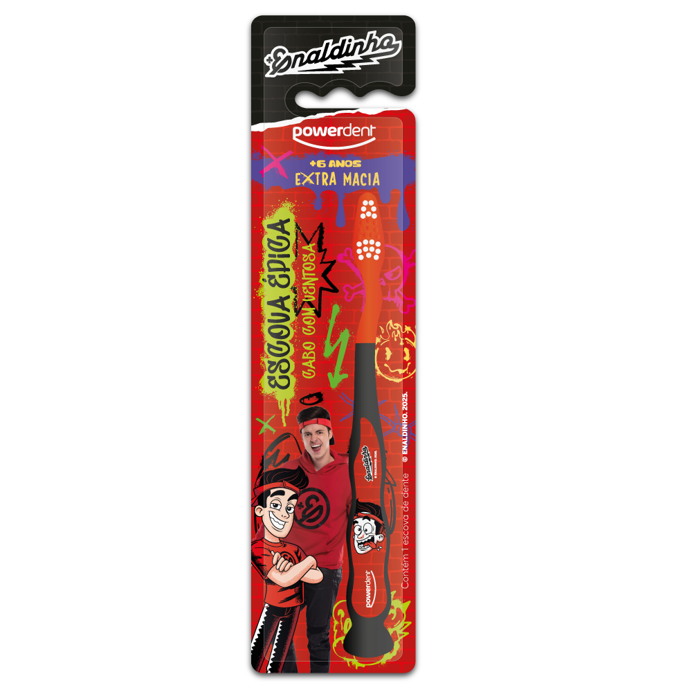 Escova de dentes Infantil Enaldinho Épica Powerdent - Cerdas Extra Macias em Oferta na Shopee