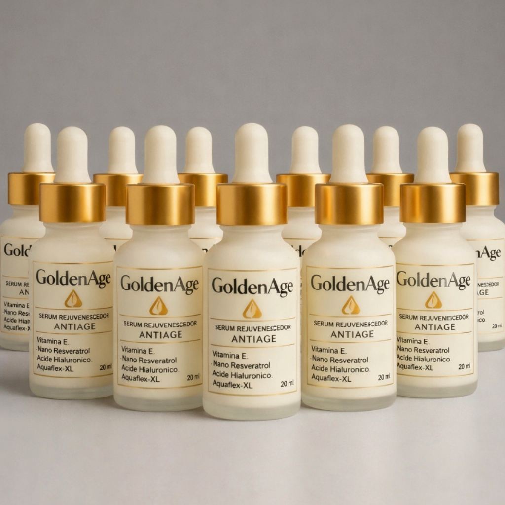 Kit de 10 Sérum Golden Age Anti-Idade Rejuvenesce Ilumina e Proporciona Tom de Pele Homogêneo