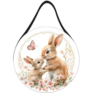 Placa com Alça de Couro Redonda 20x20cm Páscoa Amor de Mãe em Oferta na Shopee