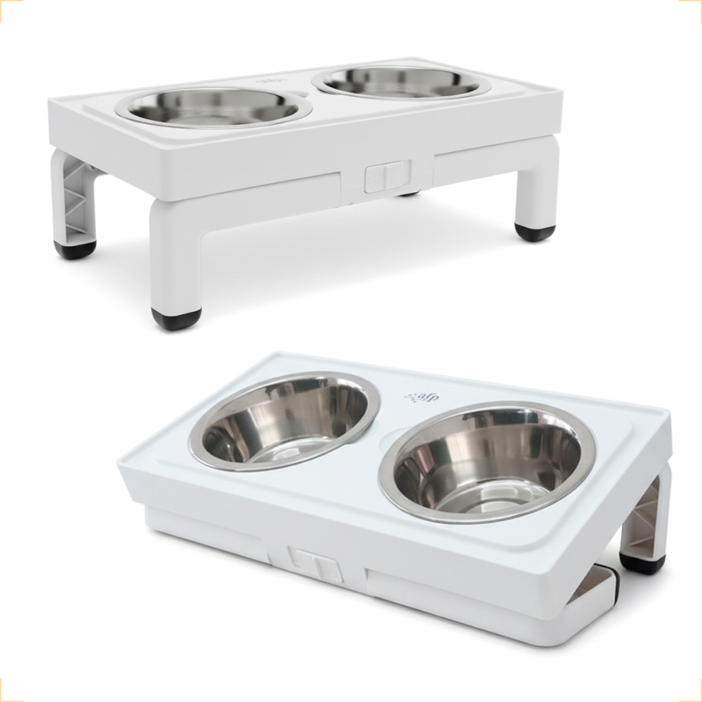 comedouro e bebedouro Duplo Ajustável para Cães e Gatos com 2 tigelas de 750ml - Regulagem  Tamanho em Oferta na Shopee
