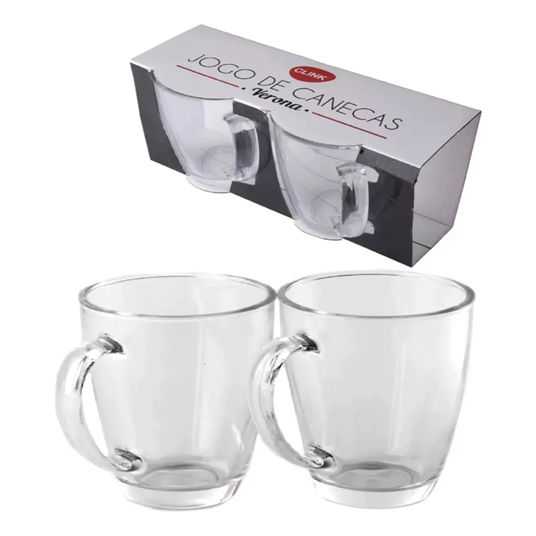 Kit 6 Canecas Transparentes de Vidro 350ml Jogo de Xicaras Verona Café Chá e Chocolate em Oferta na Shopee