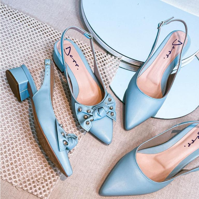 Sapato Scarpin Feminino Slingback Salto Baixo 3cm Confortável Bico Fino Aberto Atrás em Oferta na Shopee