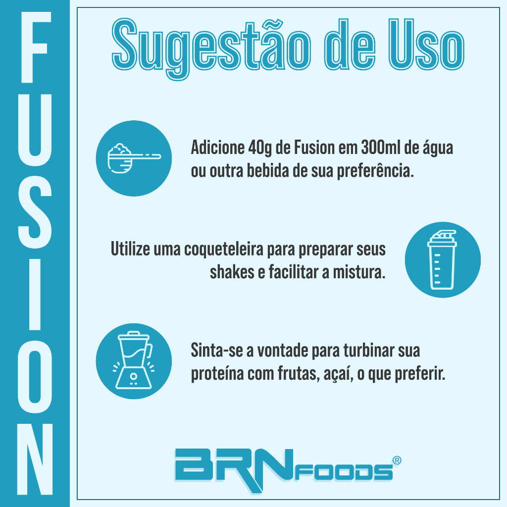 Detalhes do Kit 2x Whey Protein Fusion 900g + BCAA 100g + Creatina 100g + Coqueteleira - BRNFOODS