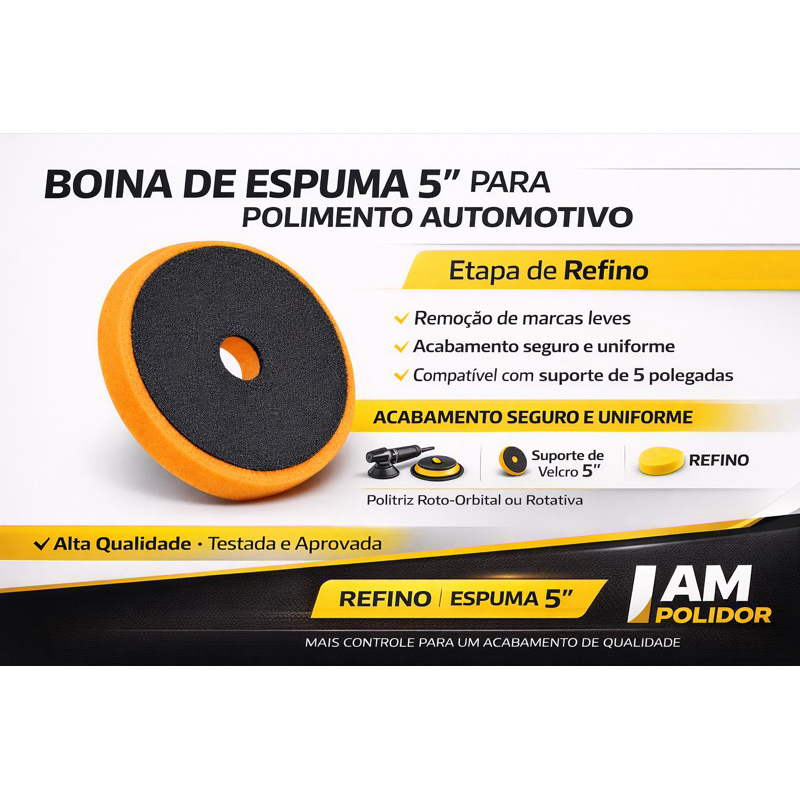 Boina de Espuma 5” para Polimento Automotivo – Etapa de Refino | I AM Polidor