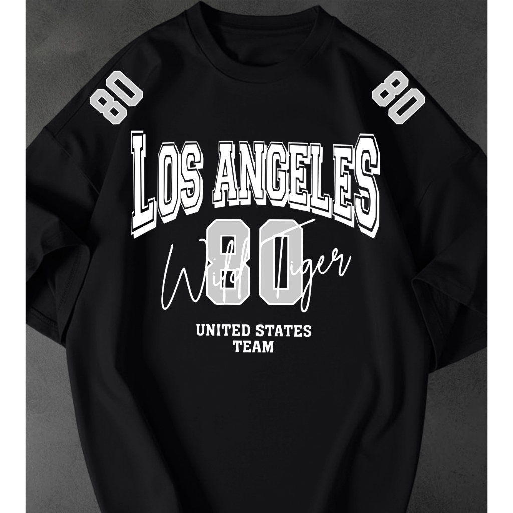 Camisetão eta Feminina Los Angeles 80 Estampada Streetwear Oversized Estilosa Tshirt 100% Algodão Premium