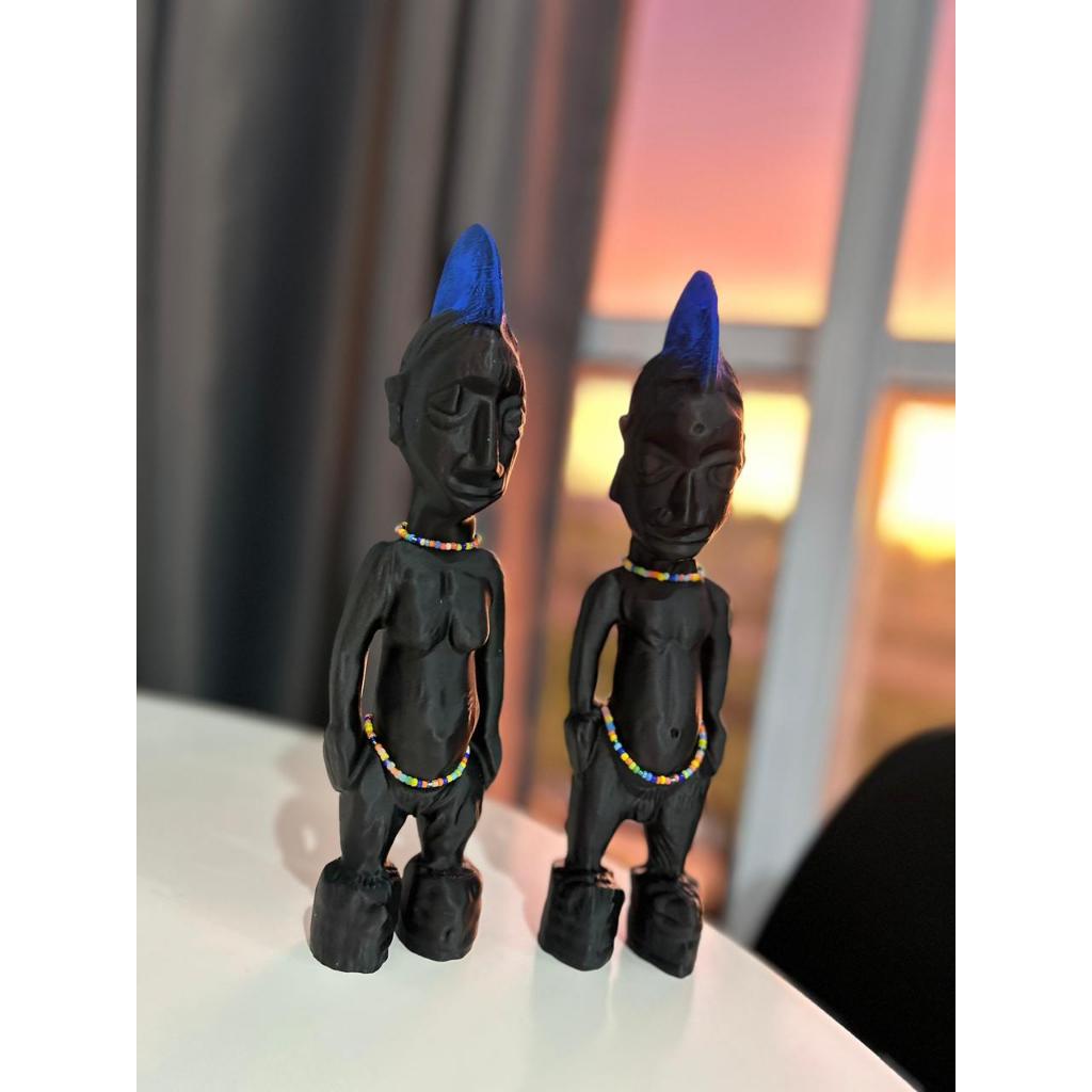 Escultura ibeji - Casal Orixa Egbe | Imagem Africana Orisa Egbé | 25cm | Umbanda candomblé *NÃO É MADEIRA*