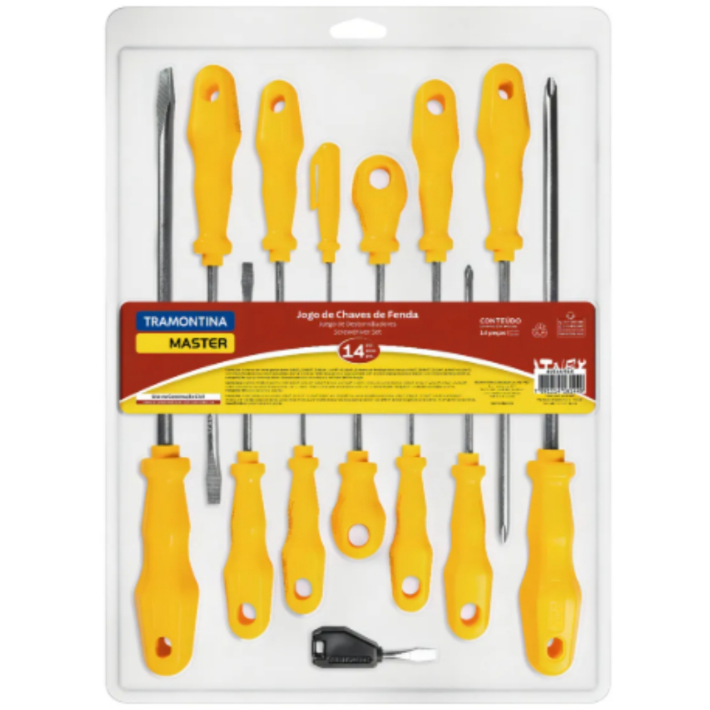Kit 14 Chaves De Fenda Peças Philips Tramontina Master Ferramentas Profissional Uso Doméstico
