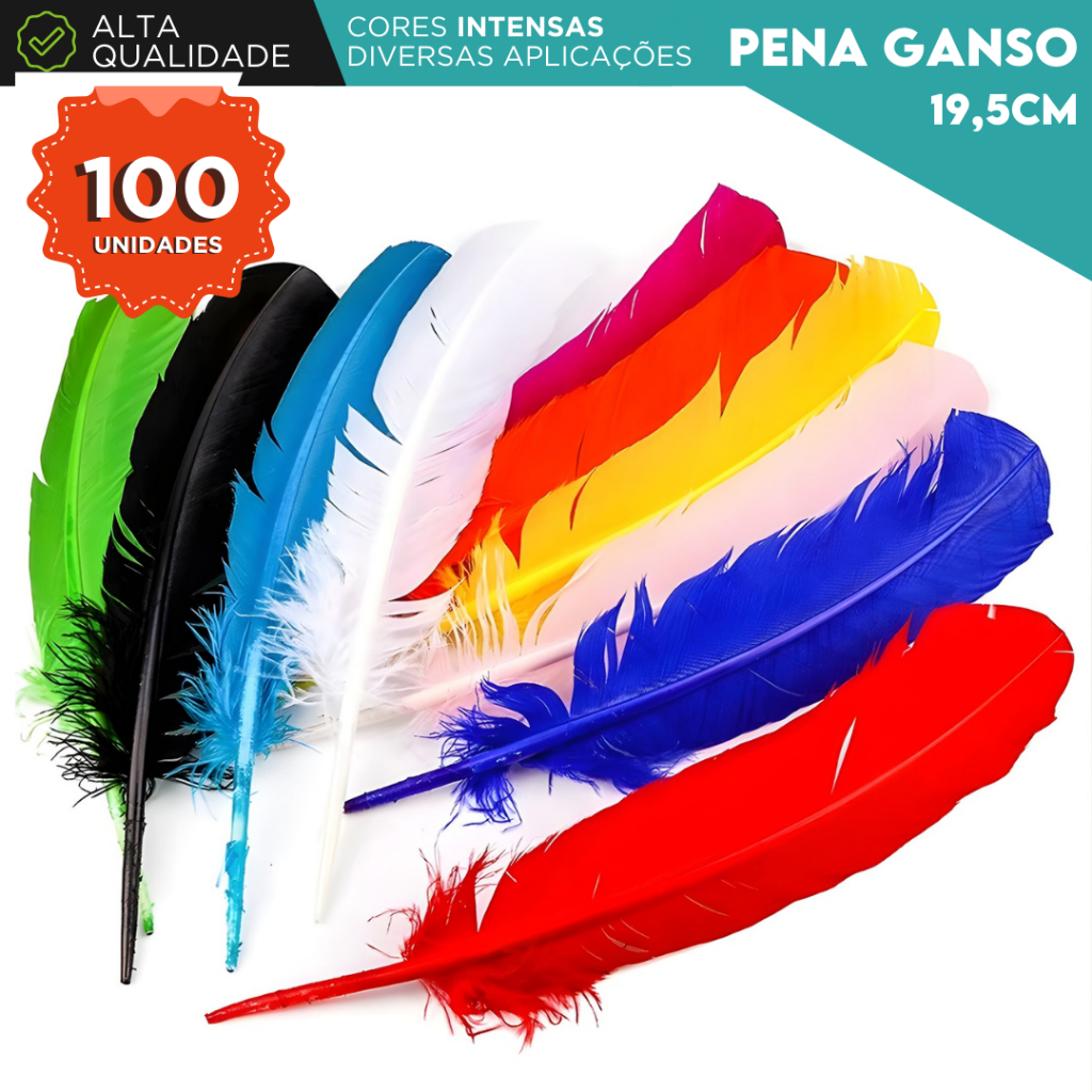 Penas de Ganso Macio - Pluma De Cisne Natural Com 100 Unidades - Chai