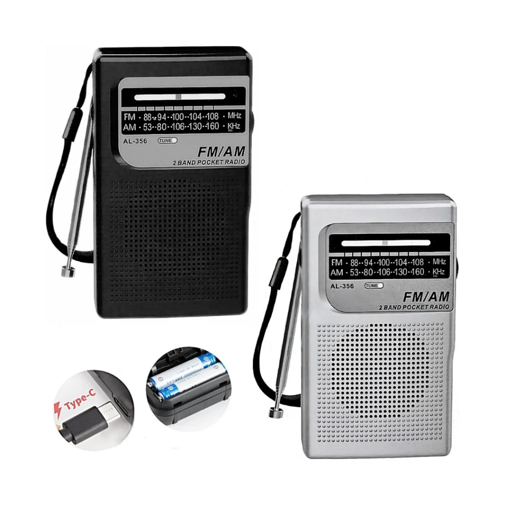Mini Rádio Portátil AM FM Retrô com Bateria Recarregável e Pilha com Alça em Oferta na Shopee