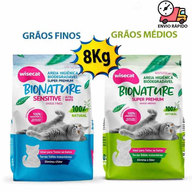 Kit Areia Para Gato Natural 100% Mandioca Biodegradável Wise Cat