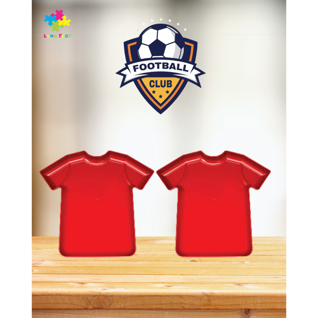 Kit 2 Bandejas Petisqueiras Plásticas Camisa Camiseta Futebol Futsal Vermelha 20x22cm
