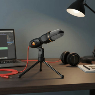 Microfone Condensador Profissional USB P2 com Tripé Estúdio PC Streaming