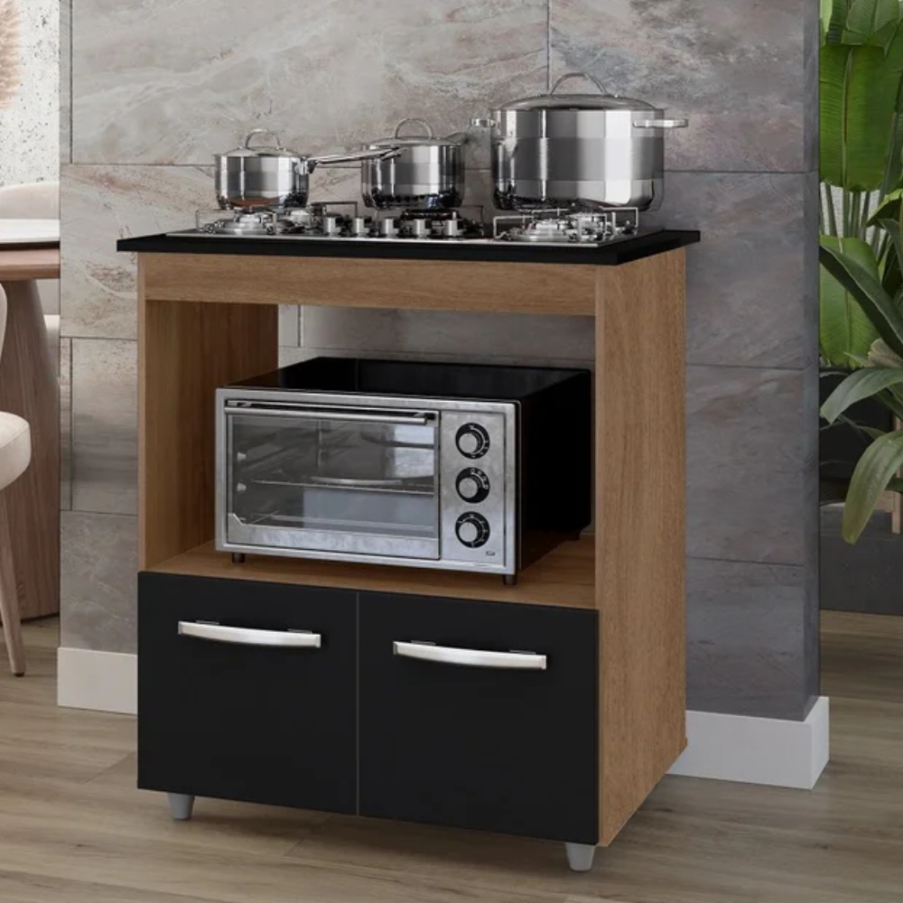 Balcão de Cozinha Elisa em MDP com Tampo + Cooktop a Gás 5 Bocas