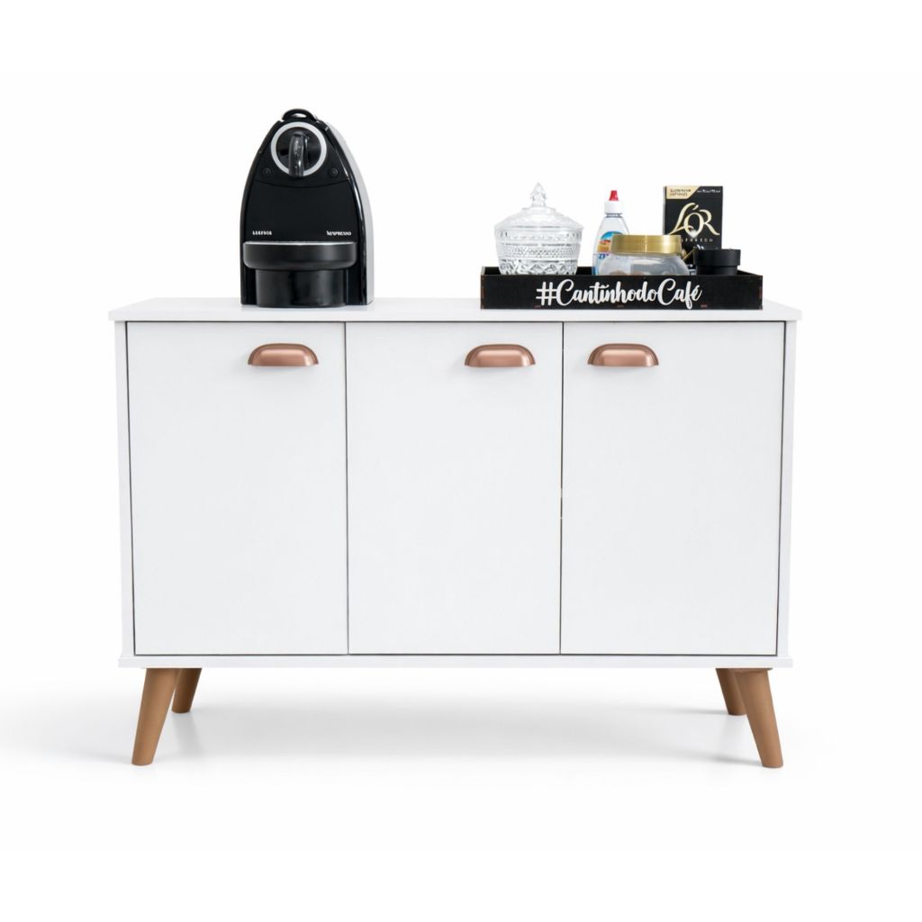 QUEIMA DE ESTOQUE - Aparador Buffet Inove 3 Portas com Pés Retro Cantinho Do Café em Oferta na Shopee