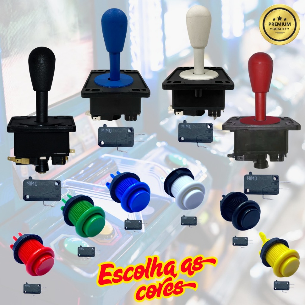Kit Arcade Fliperama Com 20 Botões E 2 Comandos Com Micros