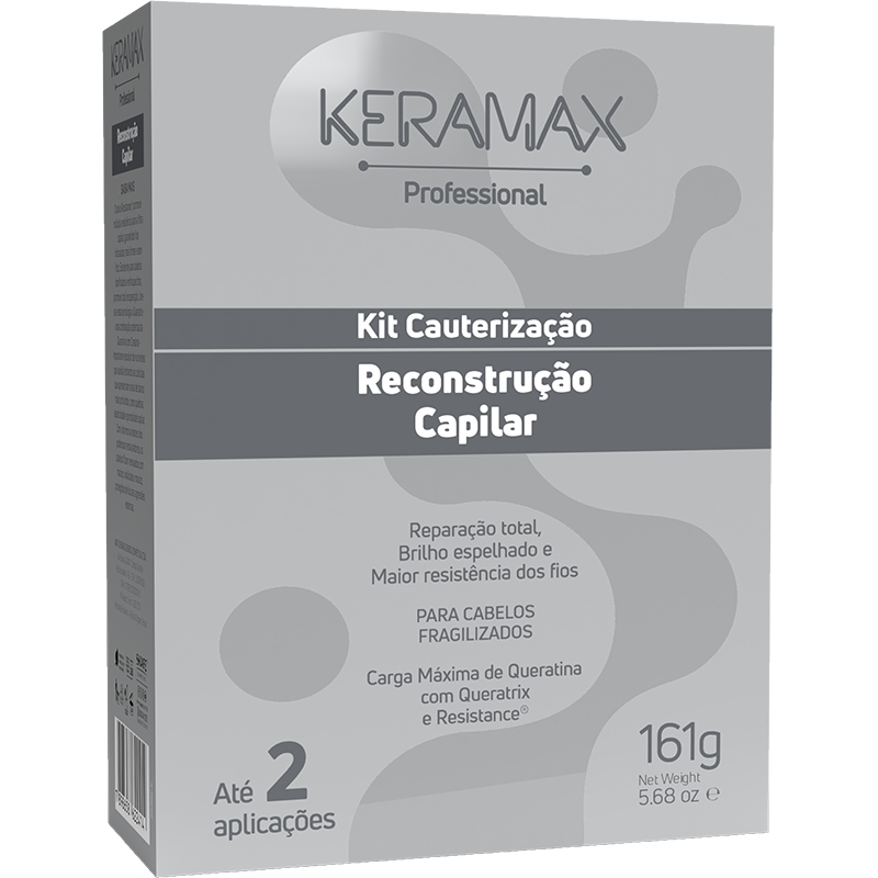 Kit de Cauterização Keramax Reconstrução Capilar 3R - Reposição, Reparação e Resistência - 161g - Até 2 Aplicações