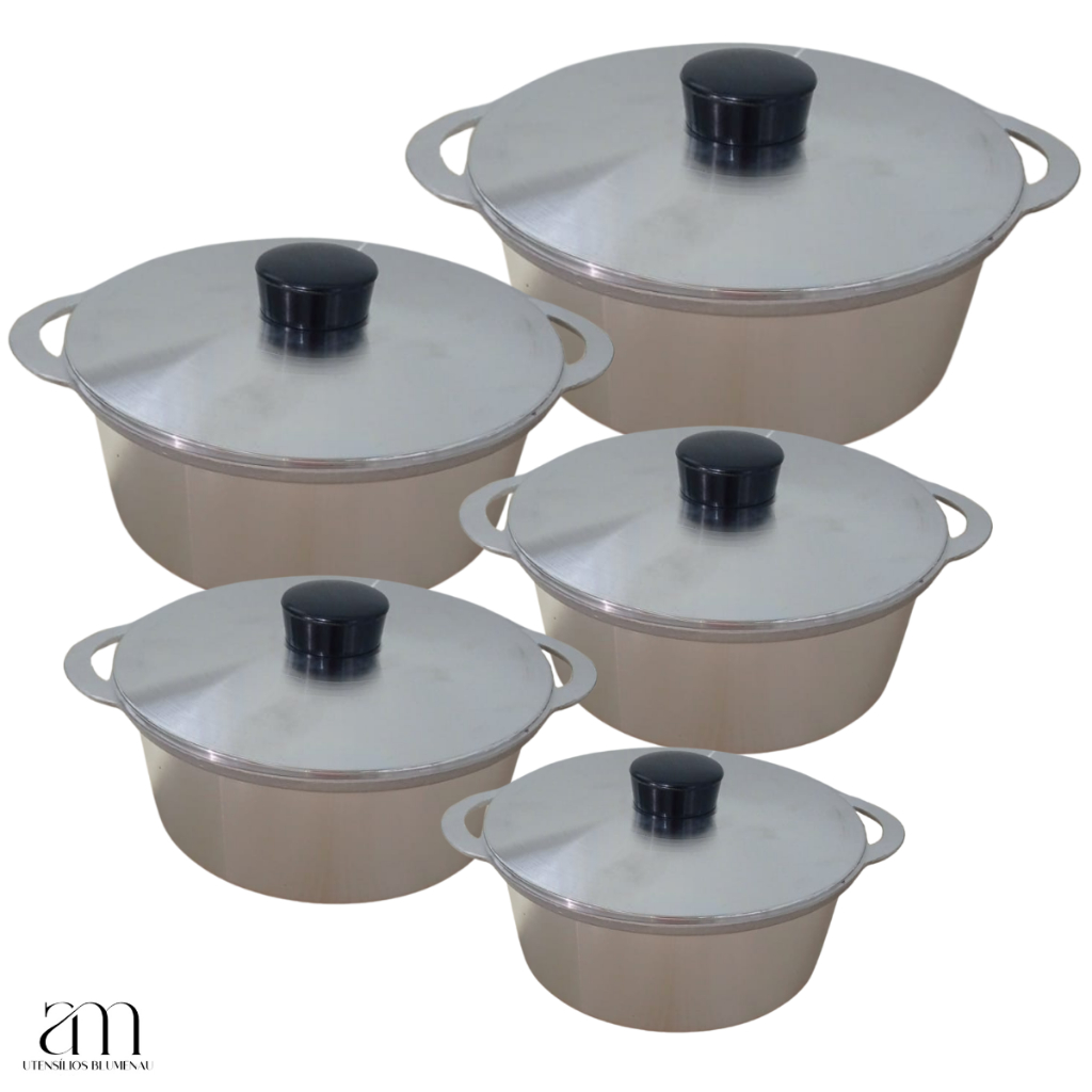 Jogo De Panela Aluminio Fundido Polido 5 Peças Tampas Aluminio Fundido. em Oferta na Shopee