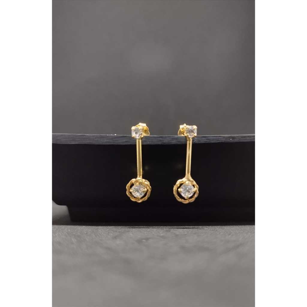Brinco pedra dourado - banhado a ouro - acessório da moda - acessório feminino