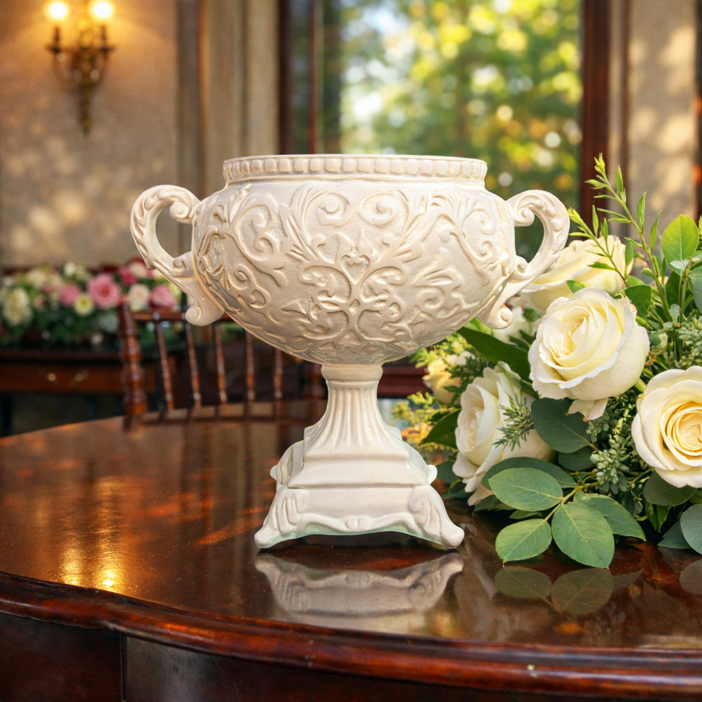 Vaso Decorativo Jarro Trabalhado Branco 20 Cm Itália Luxo em Oferta na Shopee