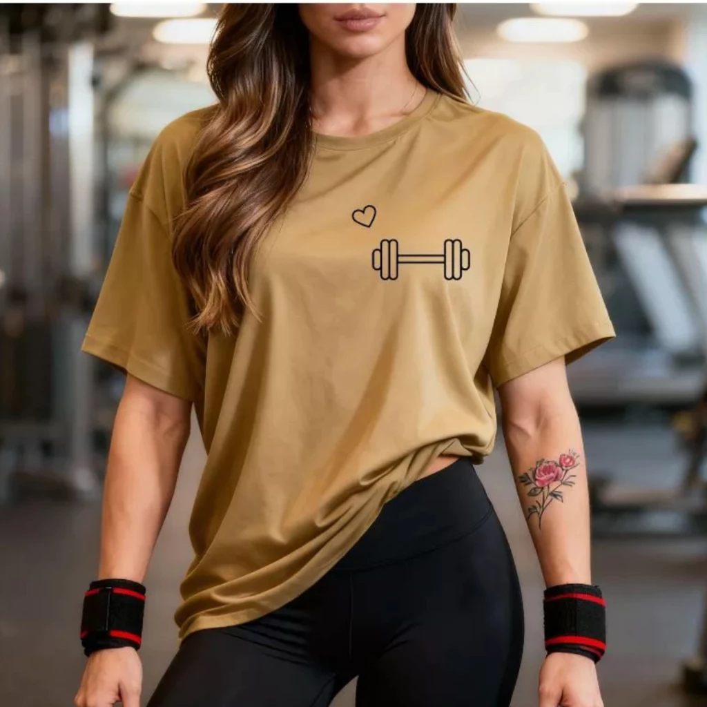 Blusão Tshirt Oversized 100% Algodão Camiseta Feminina Gym Treino Academia Fitness — imagem 1