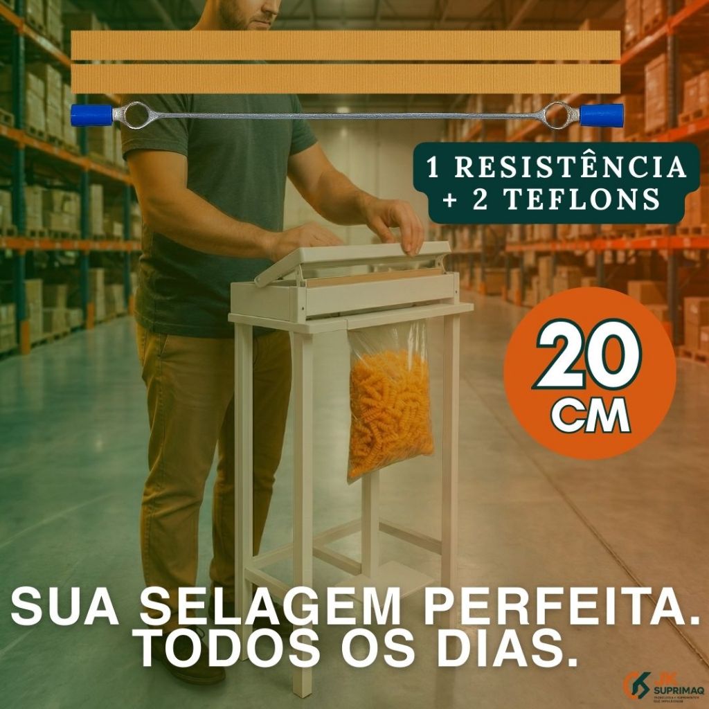 Kit Manutenção Seladora Resistência + Teflon 20cm Reposição Compatível Modelos Diversos Uso